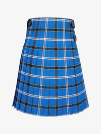 Blue plaid kilt on a white background