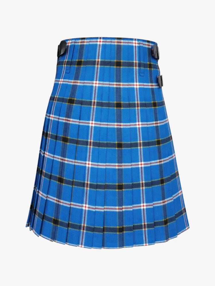 Blue plaid kilt on a white background