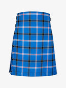 Blue plaid kilt on a white background