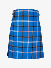 Blue plaid kilt on a white background