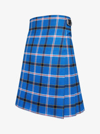 Blue plaid kilt on a white background