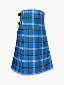 Blue plaid kilt on a white background