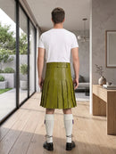 Olive Green Leather Utility Kilt Back Side