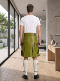 Olive Green Leather Utility Kilt Back Side