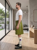 Olive Green Leather Utility Kilt Left Side