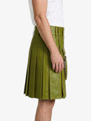 Olive Green Leather Utility Kilt Right