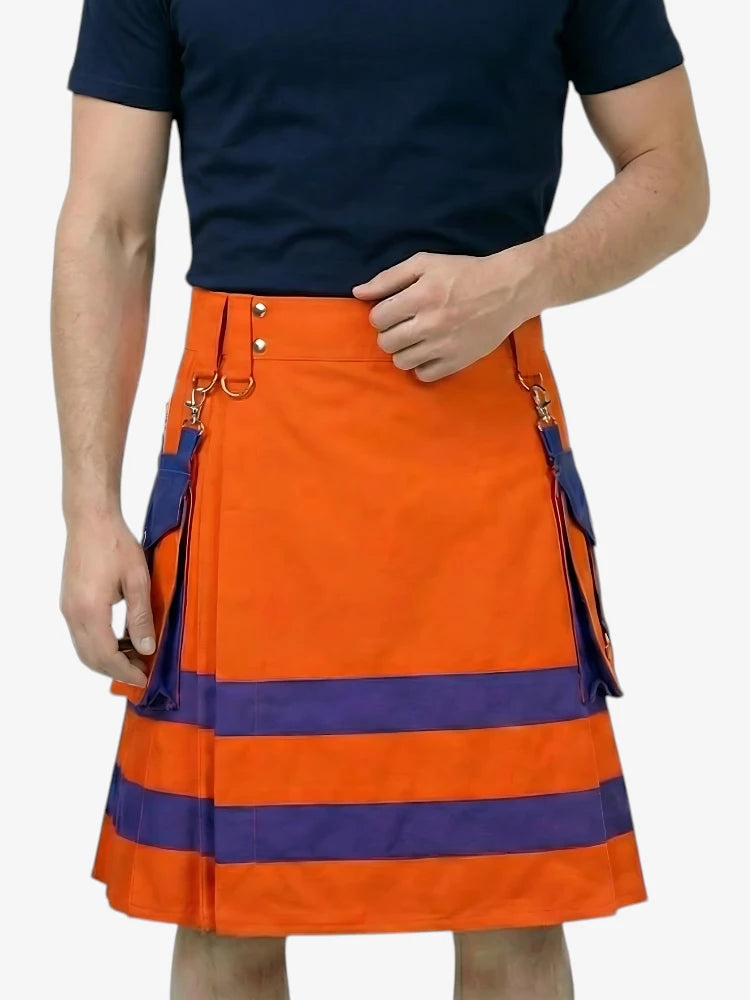 Orange And Purple Firefighter Kilt