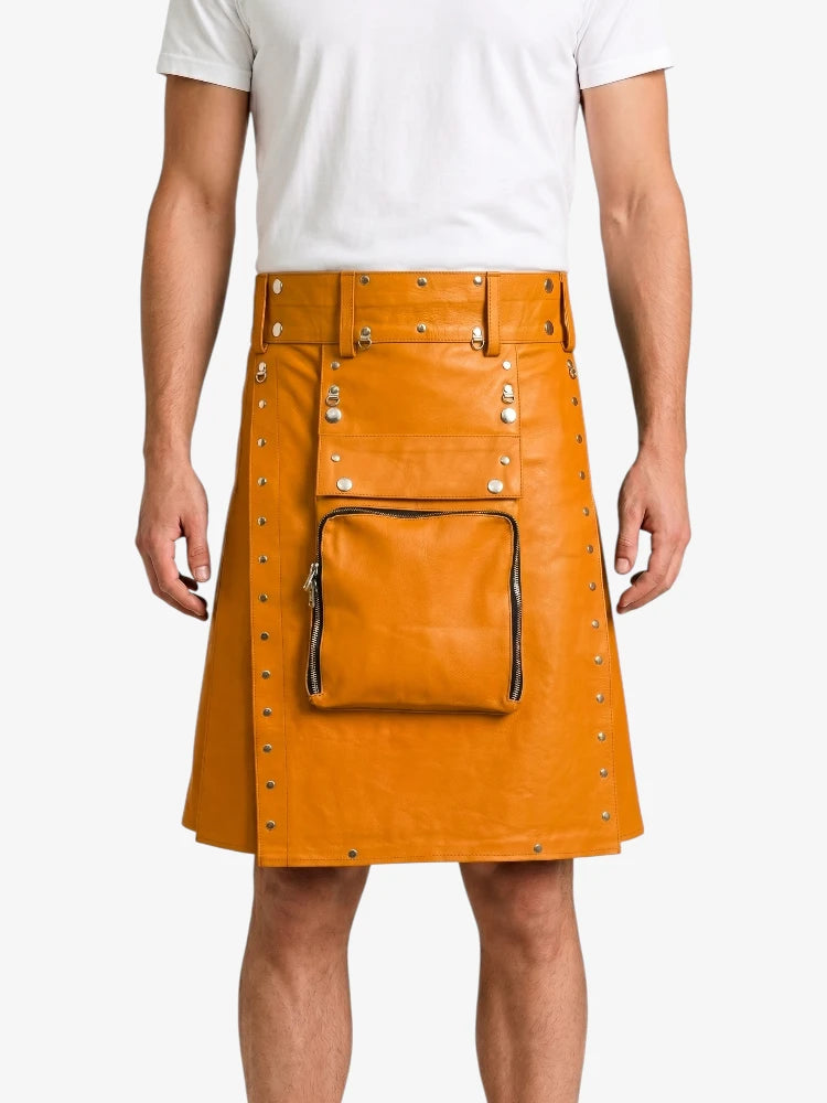 Orange Leather Utility Kilt