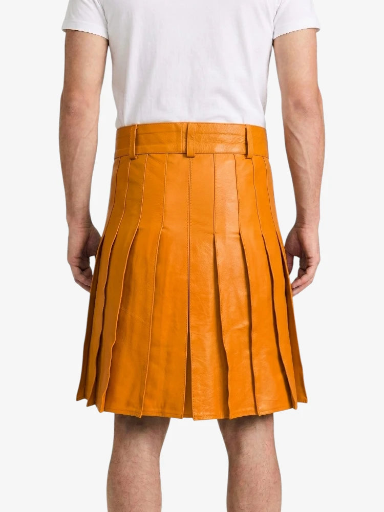 Orange Leather Utility Kilt Back 