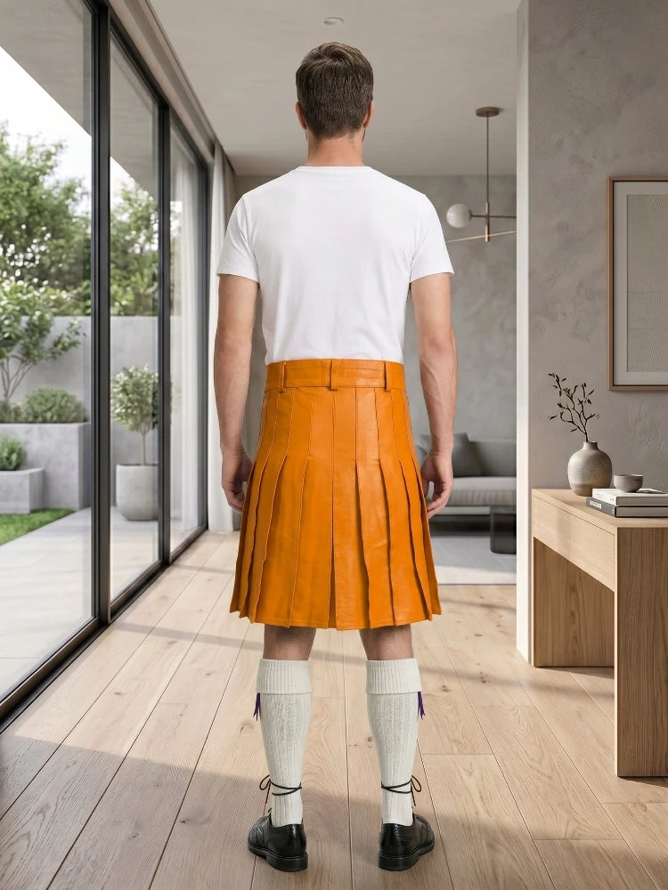 Orange Leather Utility Kilt