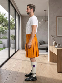 Orange Leather Utility Kilt Left Side