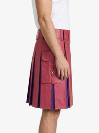 Pink Leather Kilt With Purple Pleats Right