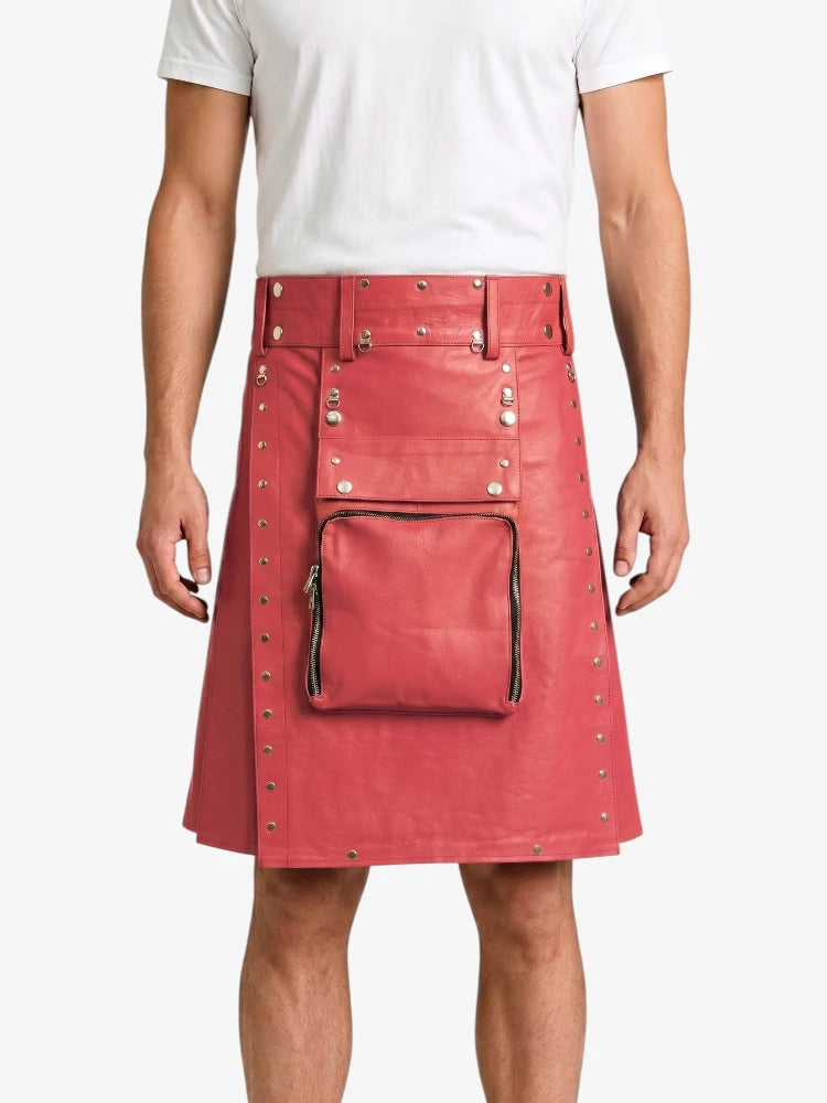 Pink Leather Utility Kilt