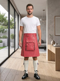 Pink Leather Utility Kilt Front SIde