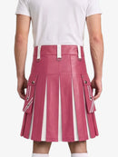 Pink and White Leather Hybrid Utility Kilt