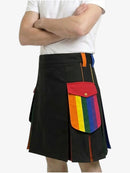 Black kilt with rainbow pocket on a white background