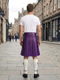 Purple Leather Kilt With Purple Pleats