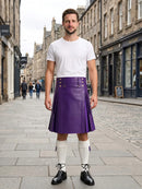 Purple Leather Kilt With Purple Pleats