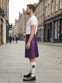 Purple Leather Kilt With Purple Pleats