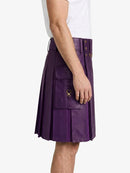 Purple Leather Kilt With Purple Pleats