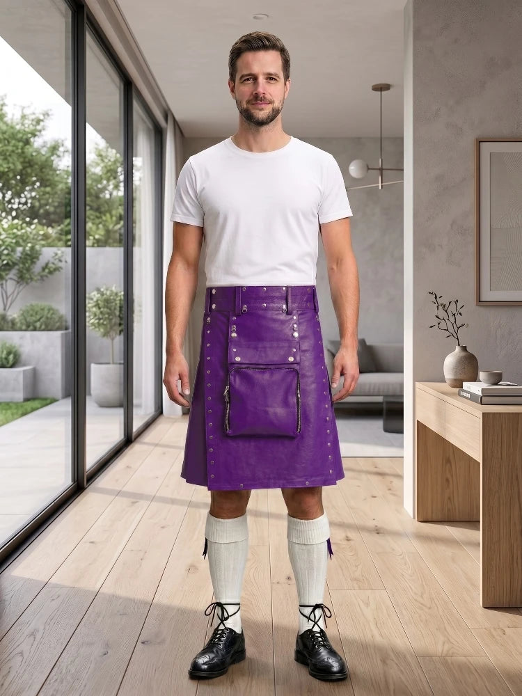 Purple Leather Utility Kilt