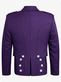 Purple jacket with silver buttons on a white background