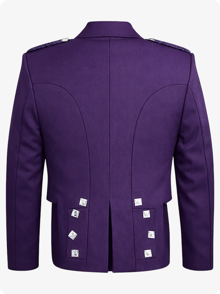 Purple jacket with silver buttons on a white background