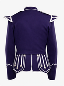Purple Scottish Military Doublet Jacket with Silver Trim & Epaulettes