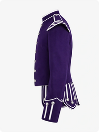 Purple Scottish Military Doublet Jacket with Silver Trim & Epaulettes