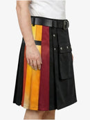 Multicolored kilt with a belt on a white background