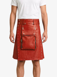 Red Leather Utility Kilt