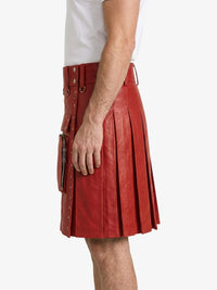Red Leather Utility Kilt Left