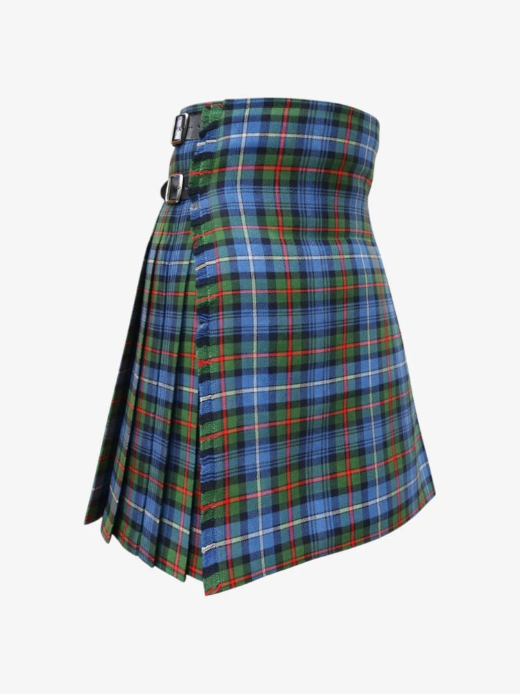 Plaid kilt with a belt on a white background