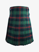 Green and red plaid kilt on a white background
