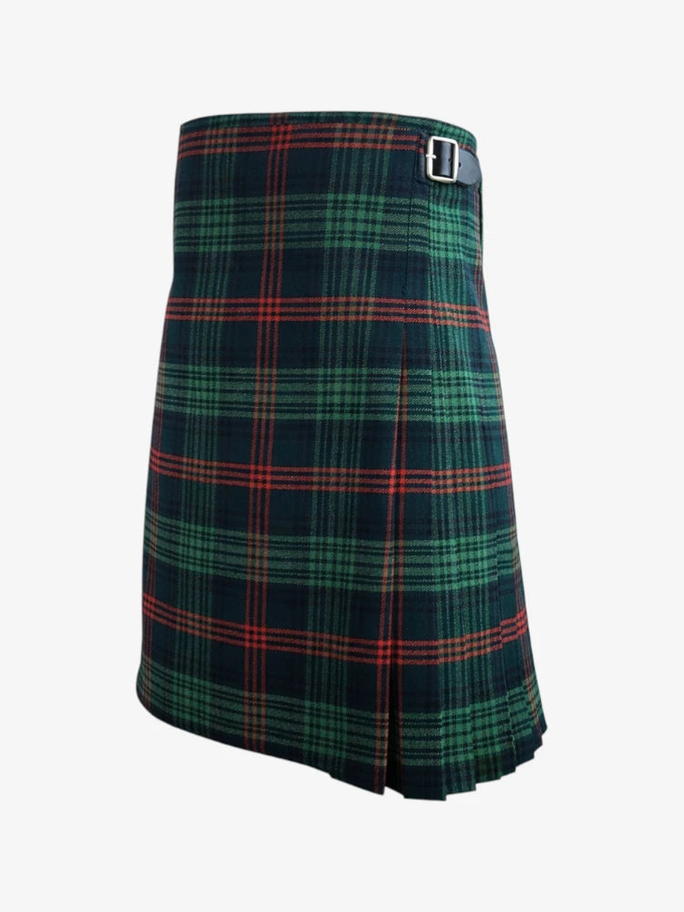 Plaid kilt with a visible buckle on a white background