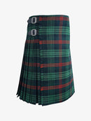 Green and red plaid kilt on a white background