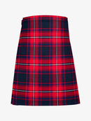 Red and blue plaid kilt on a white background