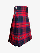 Red and blue plaid kilt on a white background