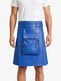 Royal Blue Leather Utility Kilt