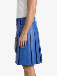 Royal Blue Leather Utility Kilt Left