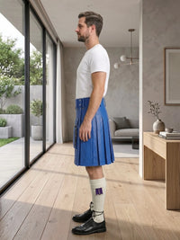 Royal Blue Leather Utility Kilt Left Side