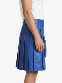 Royal Blue Leather Utility Kilt Right