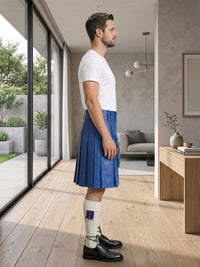 Royal Blue Leather Utility Kilt Right Side