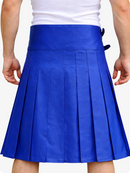 Royal Blue pleated skirt worn by a person on a white background