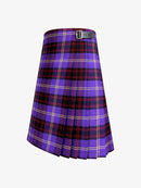 Purple plaid kilt with a belt on a white background