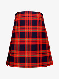 Red and blue plaid kilt on a white background