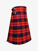 Red and blue plaid kilt on a white background