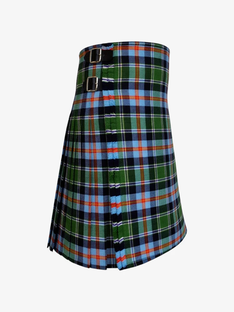 Plaid kilt with a belt on a white background