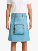 Sky Blue Leather Utility Kilt