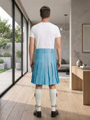 Sky Blue Leather Utility Kilt Back Side